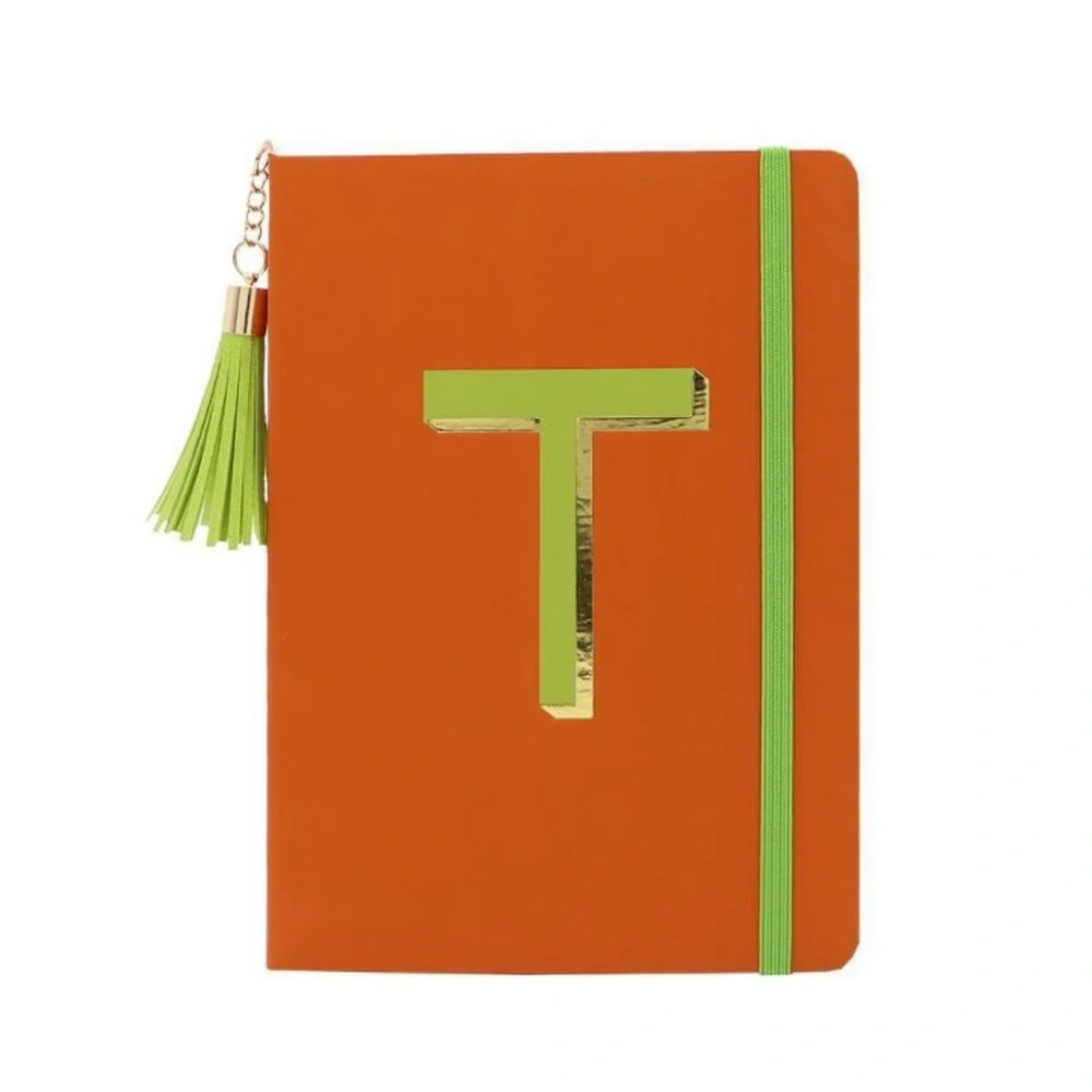NWT College Ruled monogrammed gold leaf Journal with tassel
